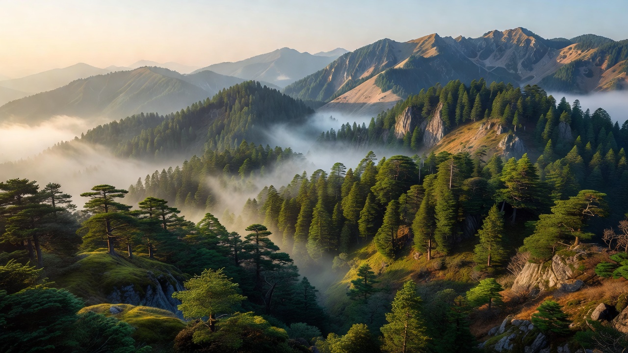 層状の冷杉の尾根